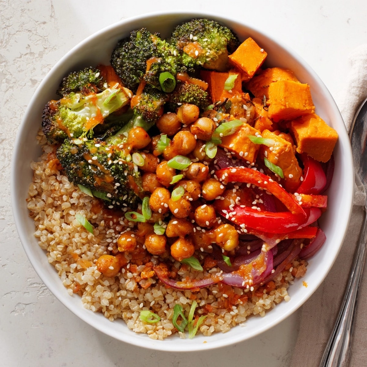 Creamy miso and spicy gochujang sauces swirl over crisp veggies in these Bold Bowls.
