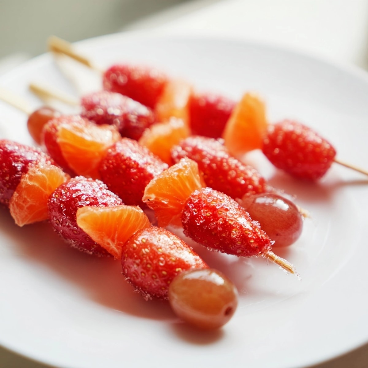 Making refreshing Tanghulu: skewered fruits dipped in hard crack sugar creates irresistible sweet tang.
