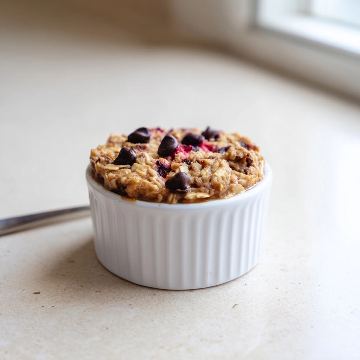 Easy Blended Baked Oats: a delicious blended batter poured into baking dishes, ready to bake.