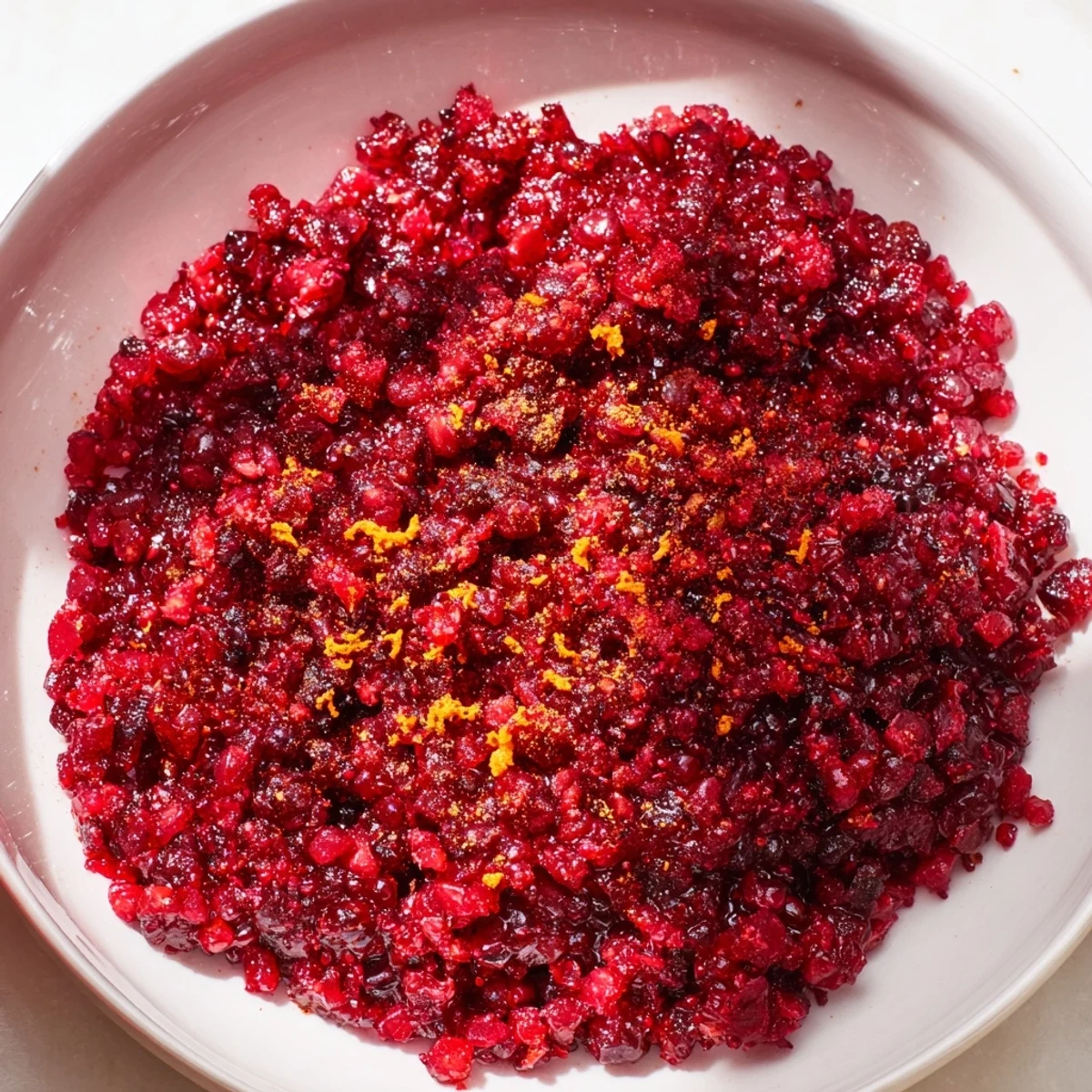 Homemade cranberry sauce, sweet and tart with visible whole cranberries - perfect for Thanksgiving.