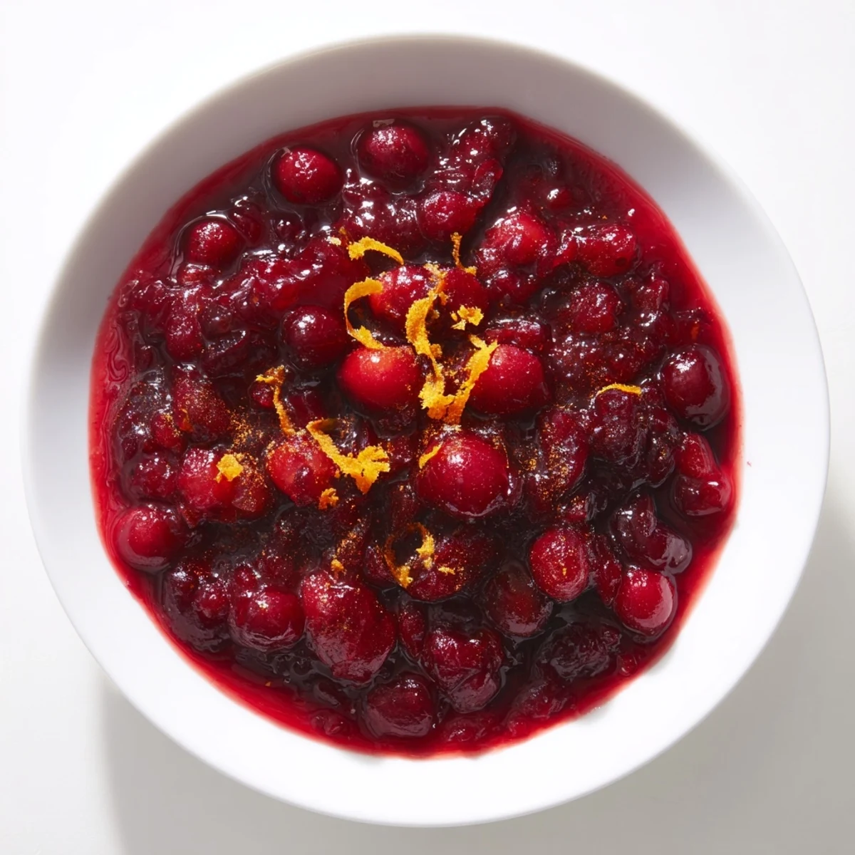 Fresh, vibrant cranberries simmering in a saucepan, creating delicious homemade cranberry sauce.