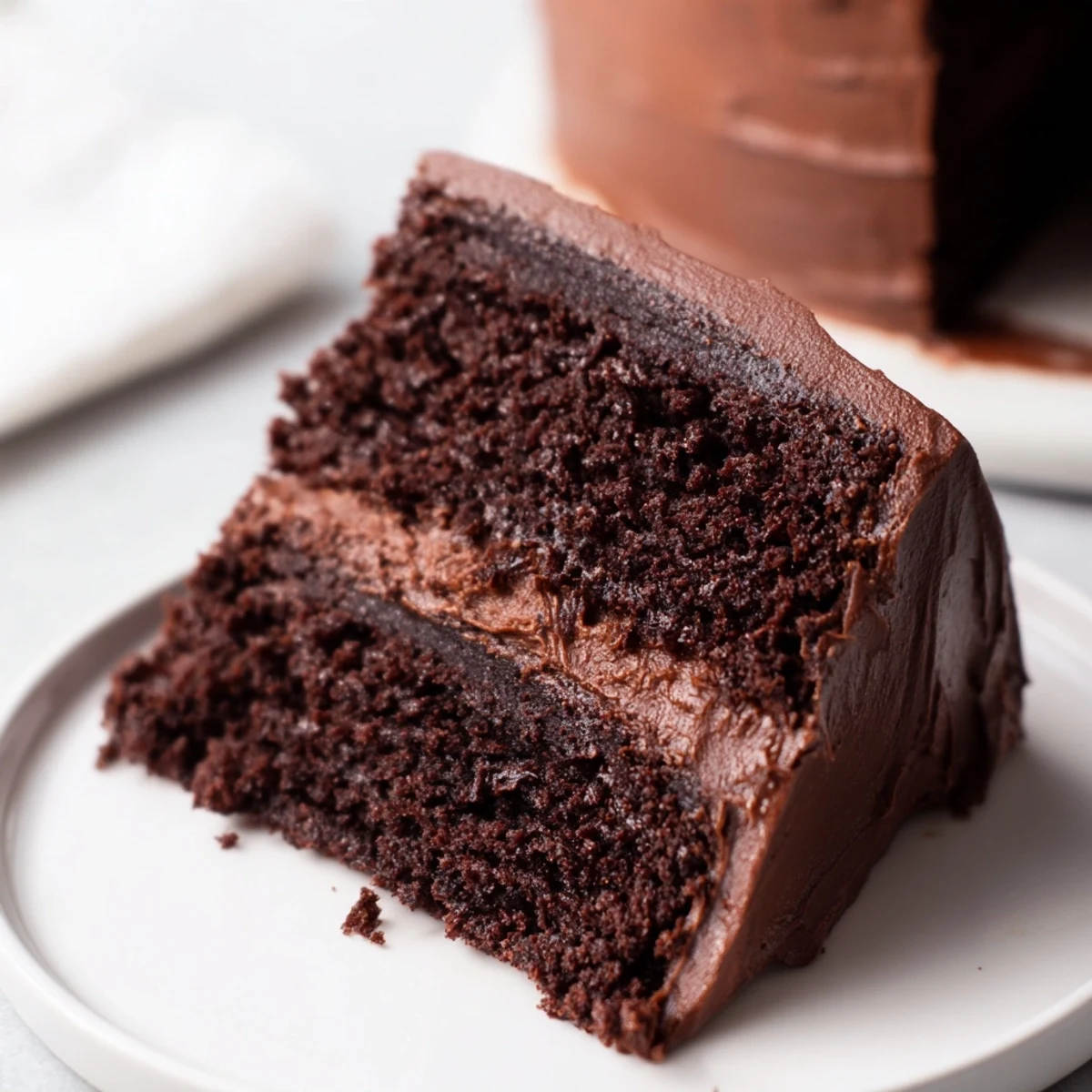 This delicious chocolate cake boasts a tempting aroma, ideal for a cozy dessert occasion.