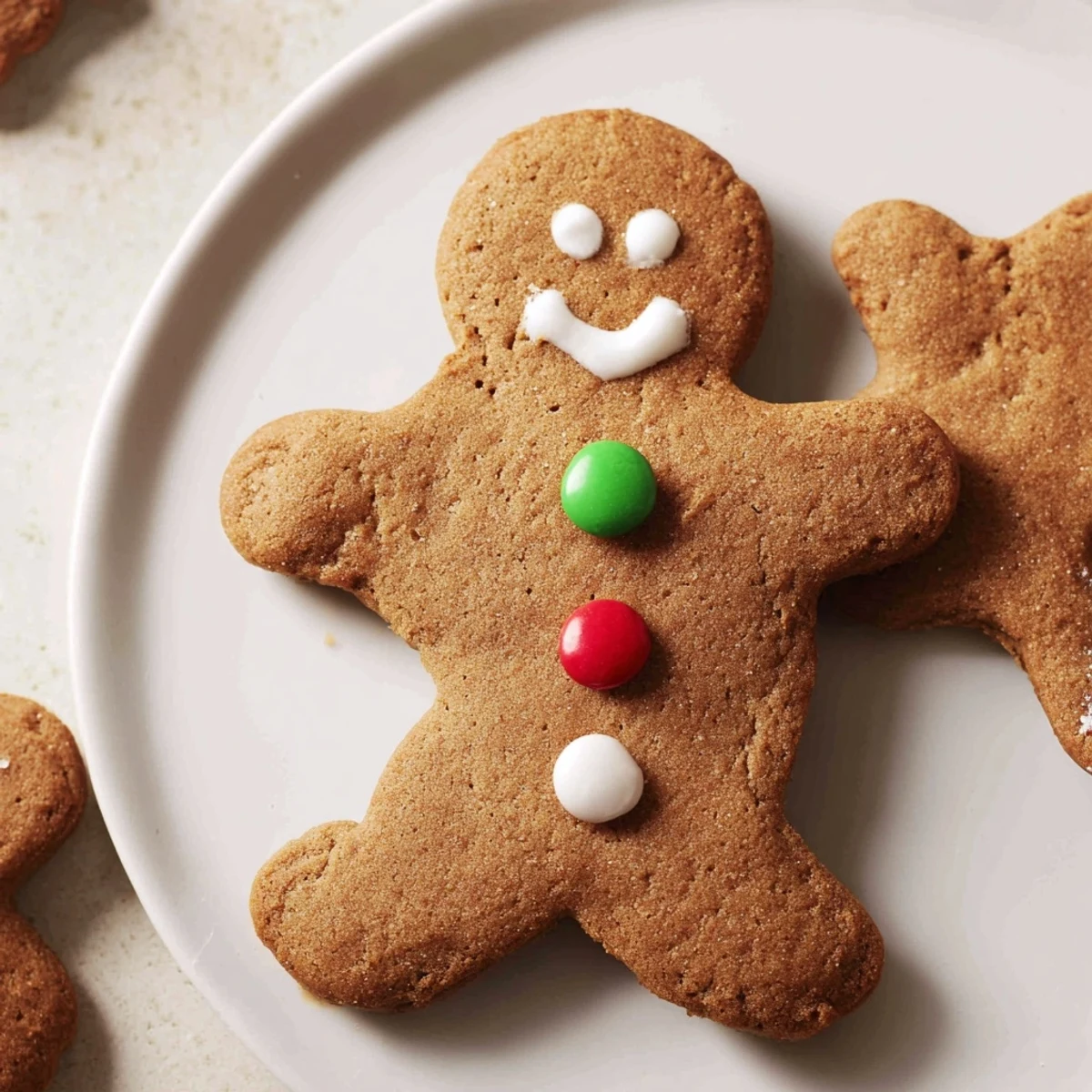 Sweetly decorated gingerbread men, featuring vibrant royal icing, offering a festive Christmas dessert.