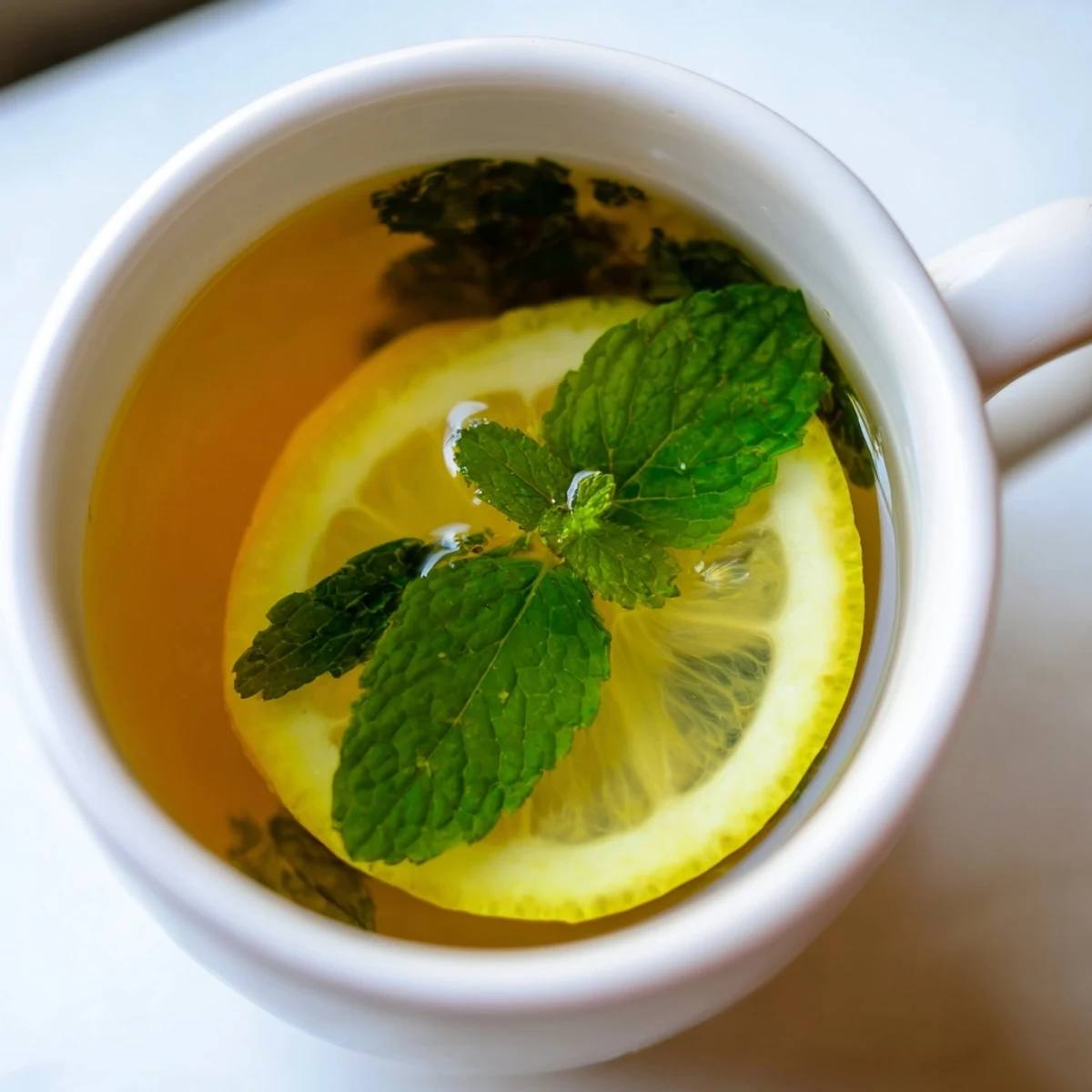 Enjoy a warm cup of caffeine-free Peppermint Tea, a soothing natural drink with sweet honey.