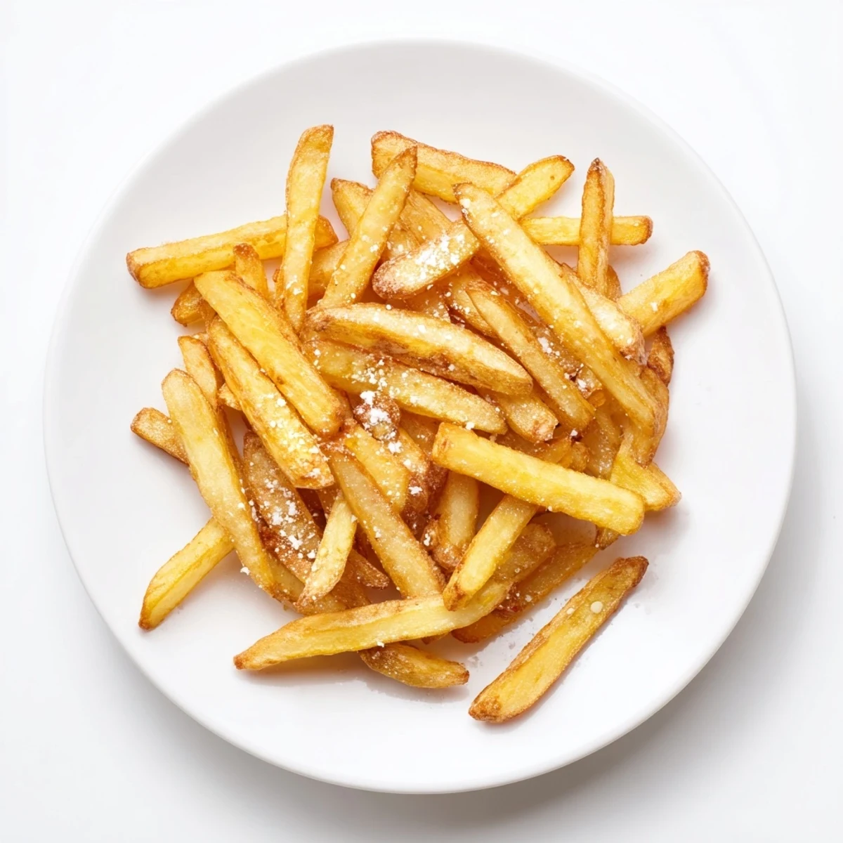 Close-up of crispy fries, hot from the fryer, boasting a fluffy interior, ideal for dipping in ketchup.