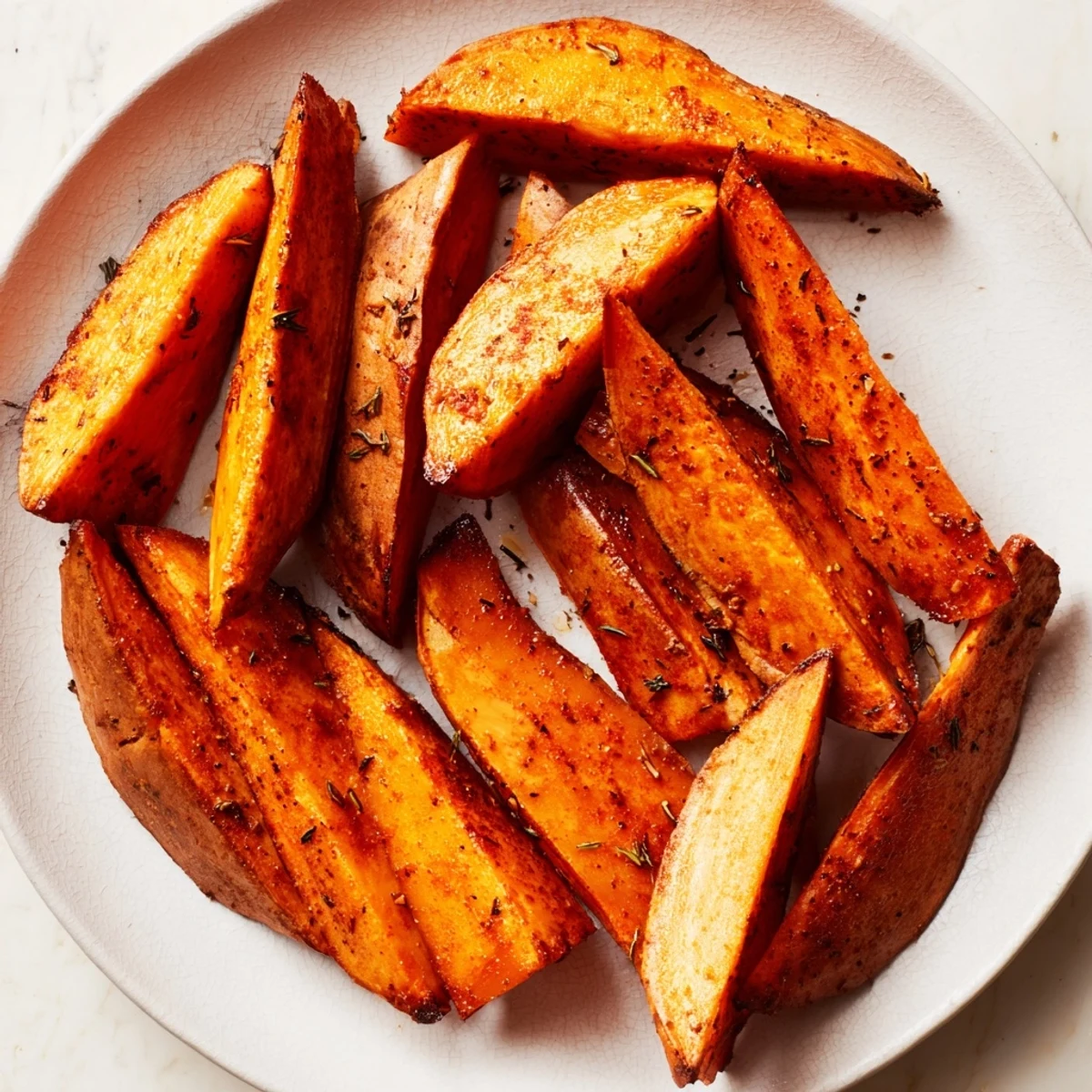 Oven-baked Baked Sweet Potato Wedges with perfectly caramelized edges, a healthy and delicious side dish.