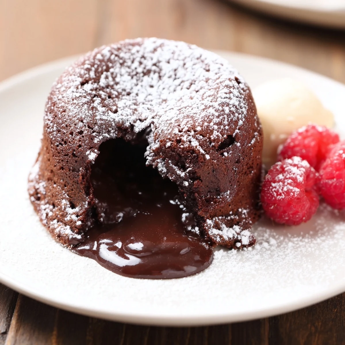 Warm, freshly baked chocolate lava cakes drizzled with powdered sugar, perfect for a special treat.