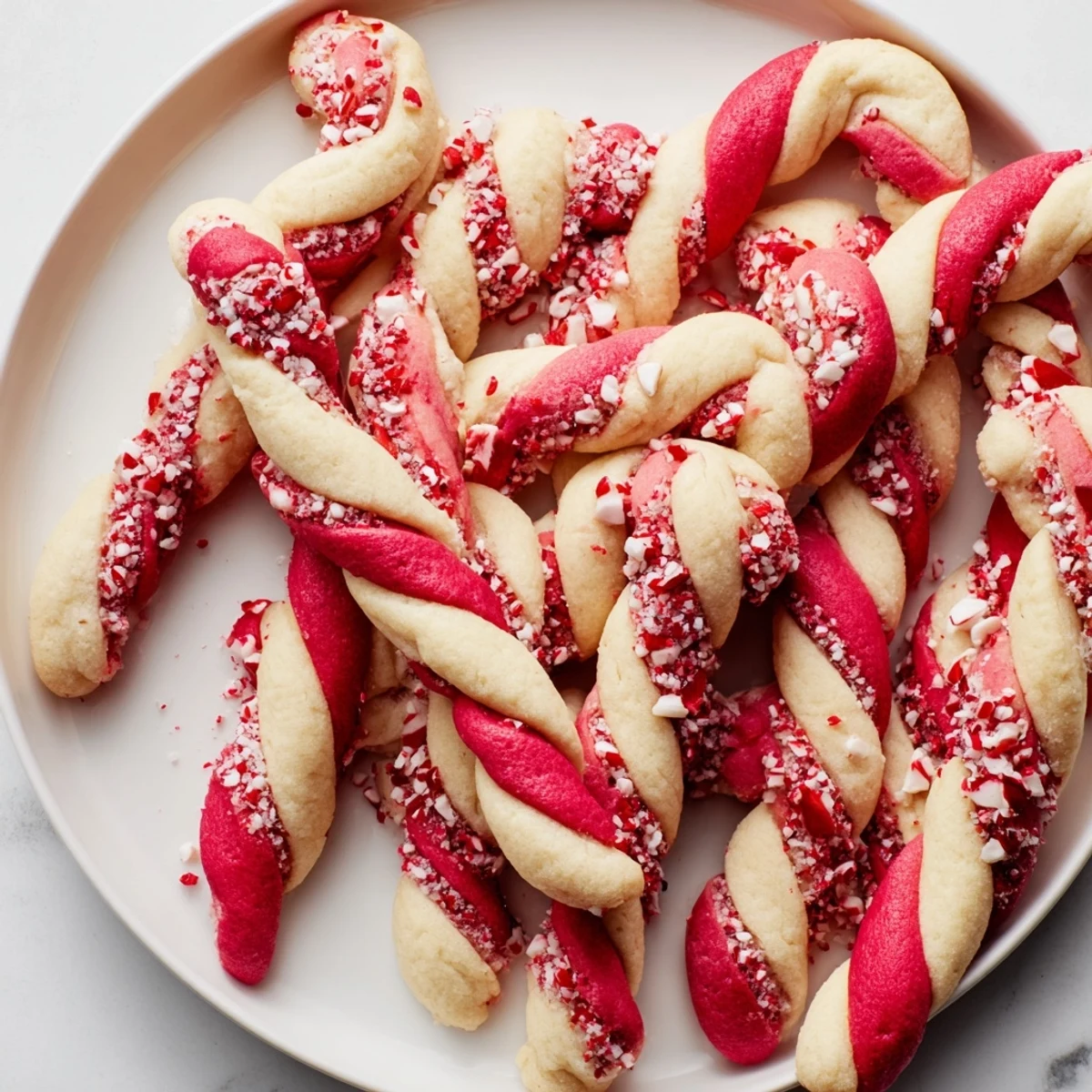 Vibrant red and white Peppermint Twist Cookies, beautifully swirled and ready to enjoy.
