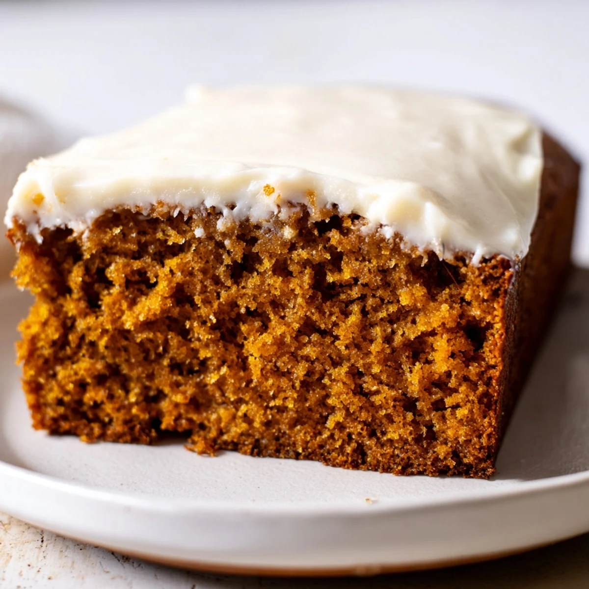 Close-up view of the delicious Frosting Gingerbread, showcasing the fluffy frosting and spiced cake.