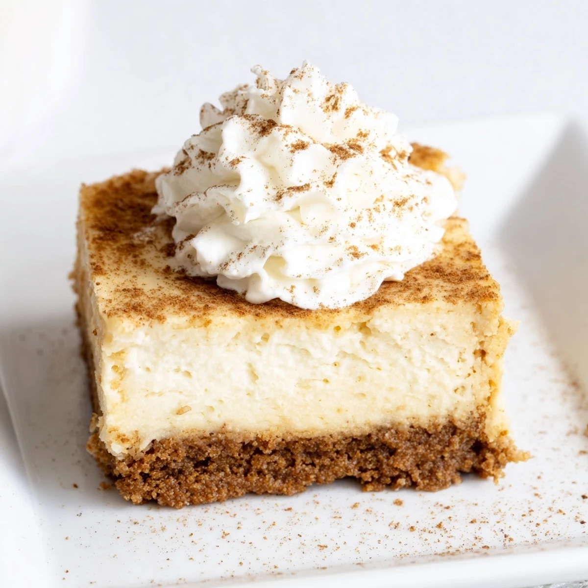 Festive gingerbread cheesecake bars, a perfect blend of sweet spices and rich cream, ready to eat.