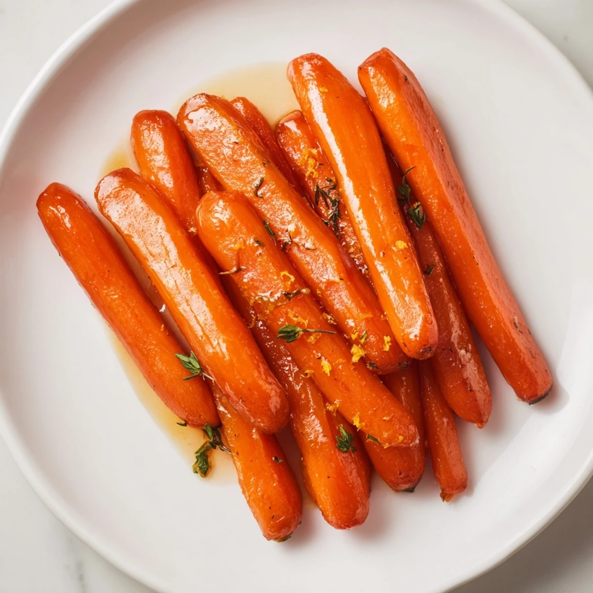 Golden-brown Citrus Roasted Carrots with a vibrant orange glaze, perfect for a flavorful side.
