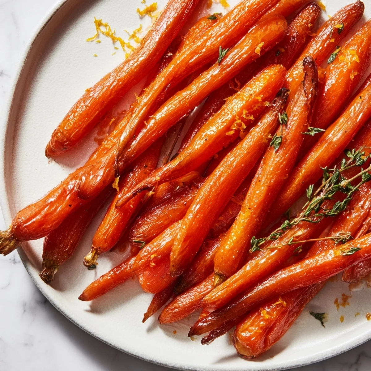 Warm, tender Citrus Roasted Carrots, ready to serve with optional fresh parsley garnish.