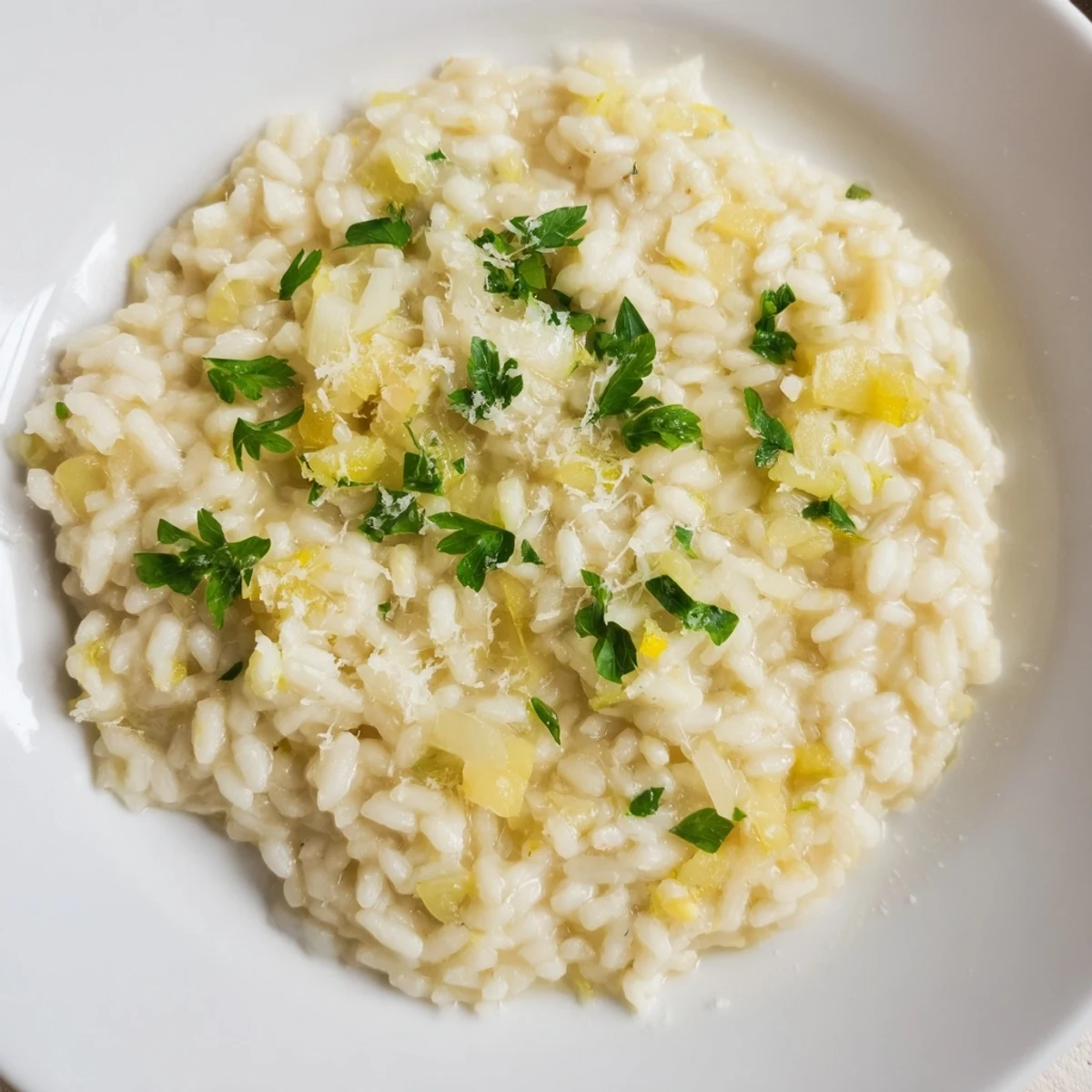 Steaming bowl of creamy risotto, garnished with parsley, ready for a comforting Italian dinner.