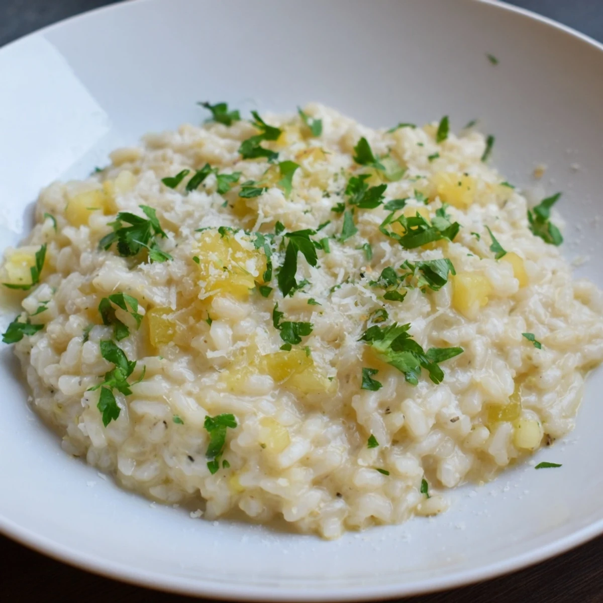 Fragrant, creamy risotto with glistening Parmesan, a perfect vegetarian meal suggestion for you.