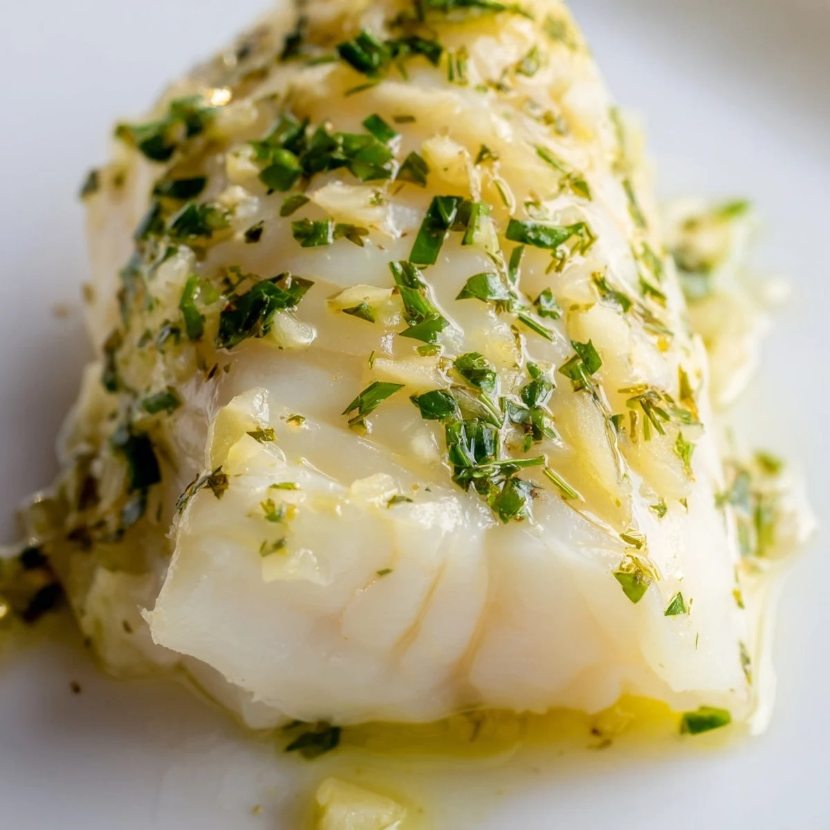Fresh herb and garlic butter baked cod fillets served alongside colorful roasted vegetables for a healthy dinner.