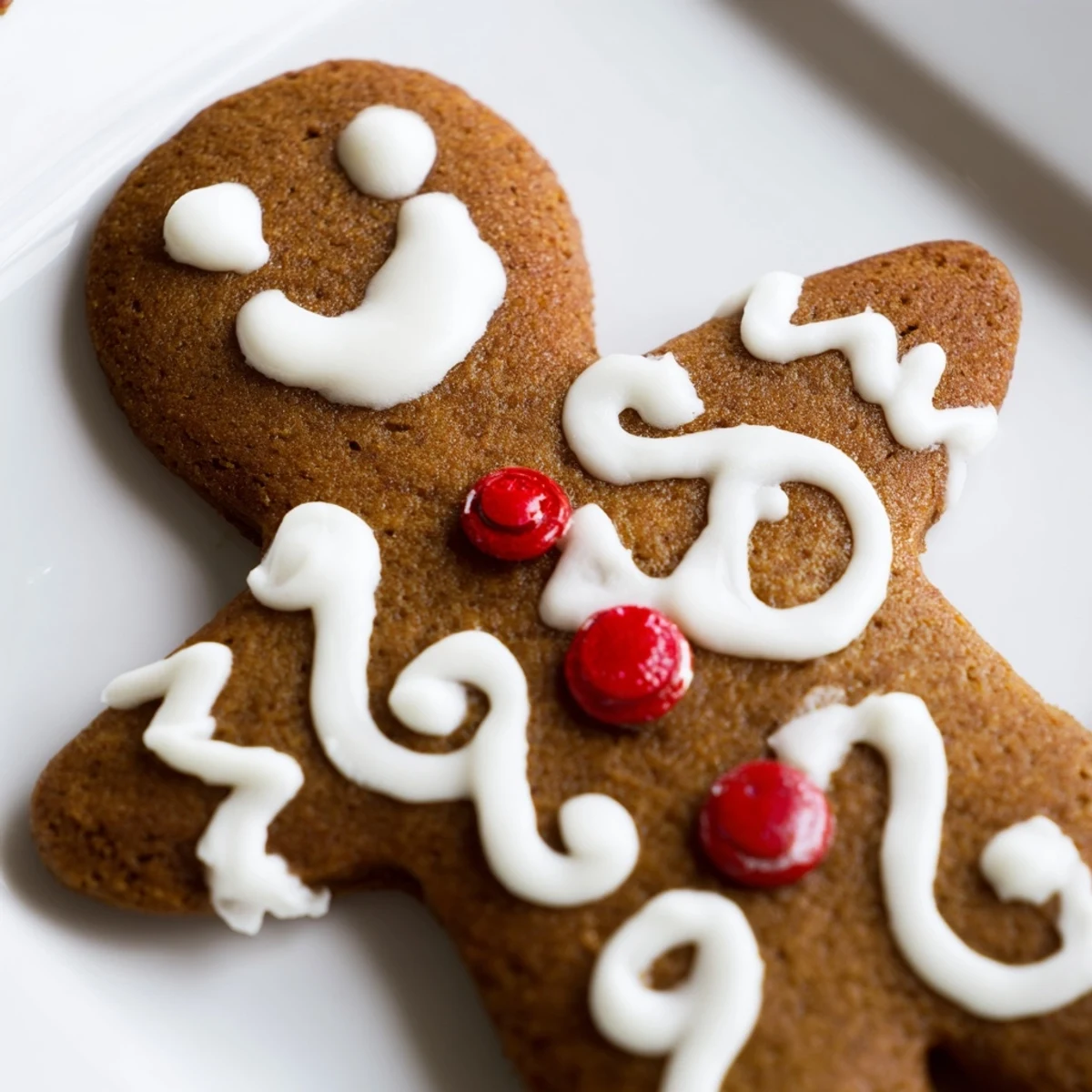 Freshly baked Gingerbread Men Biscuits are decorated with candies and sprinkles, ready for a festive holiday platter.