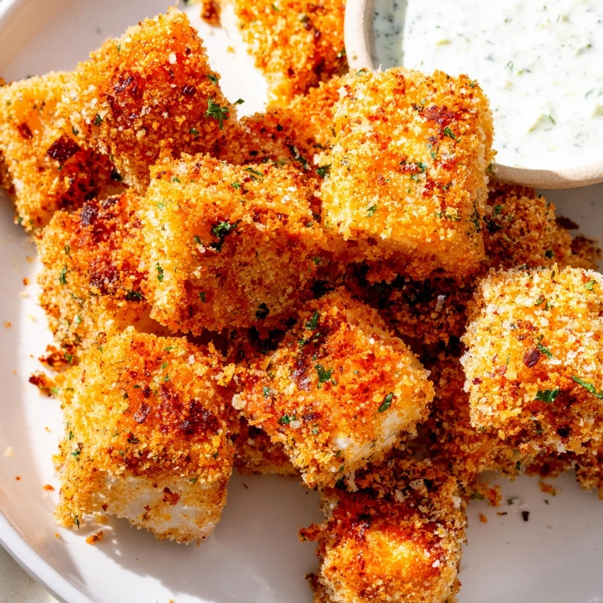 Tender white fish cubes coated in panko and Parmesan, baked until perfectly golden and crunchy.