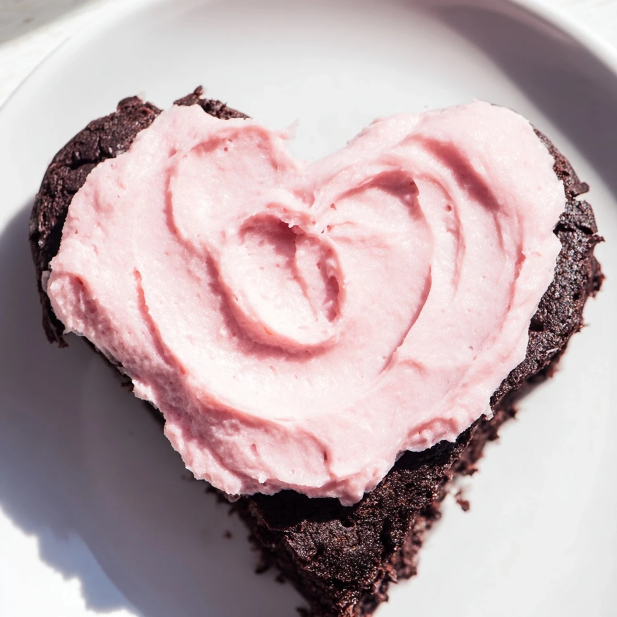 Fudgy Heart Shaped Brownies with Pink Frosting are arranged on a marble countertop, ready to be served at a sweet celebration.