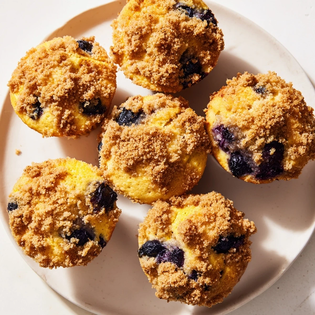 A close-up of warm Lemon Blueberry Muffins reveals tender crumb, vibrant blueberry pockets, and zesty lemon zest.