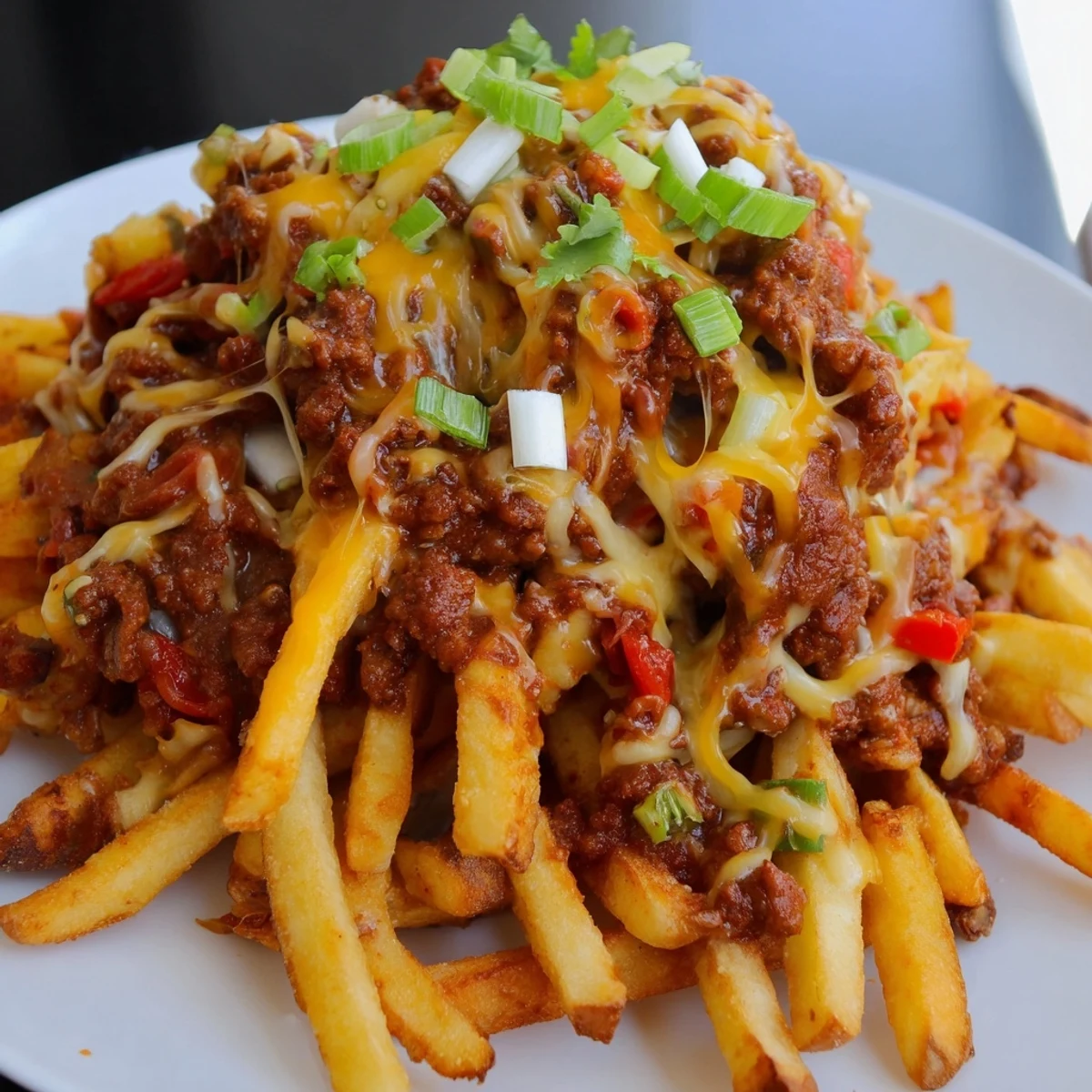 Crispy golden fries are smothered in hearty halal beef chili and melted cheddar for a comforting Super Bowl treat.