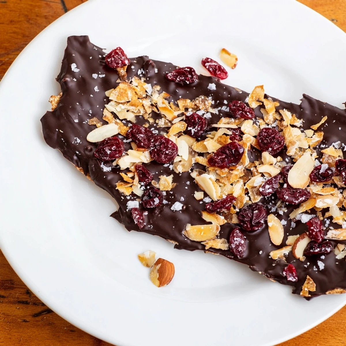 Pieces of homemade chocolate covered matzo crackers with melted dark chocolate and sea salt on a baking sheet.