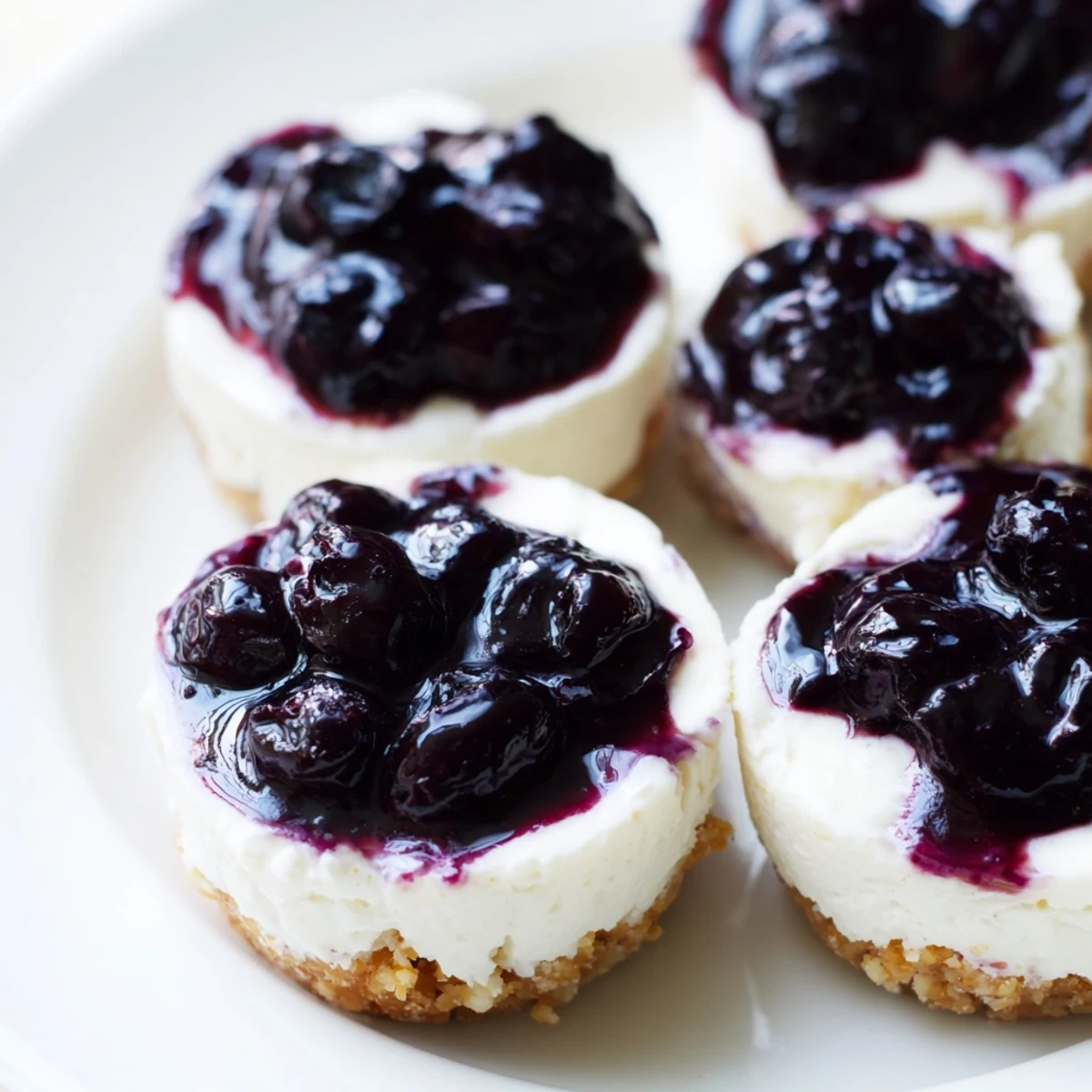 This image displays a dozen Blueberry Cheesecake Protein Bites, highlighting their soft texture on a rustic wooden table.