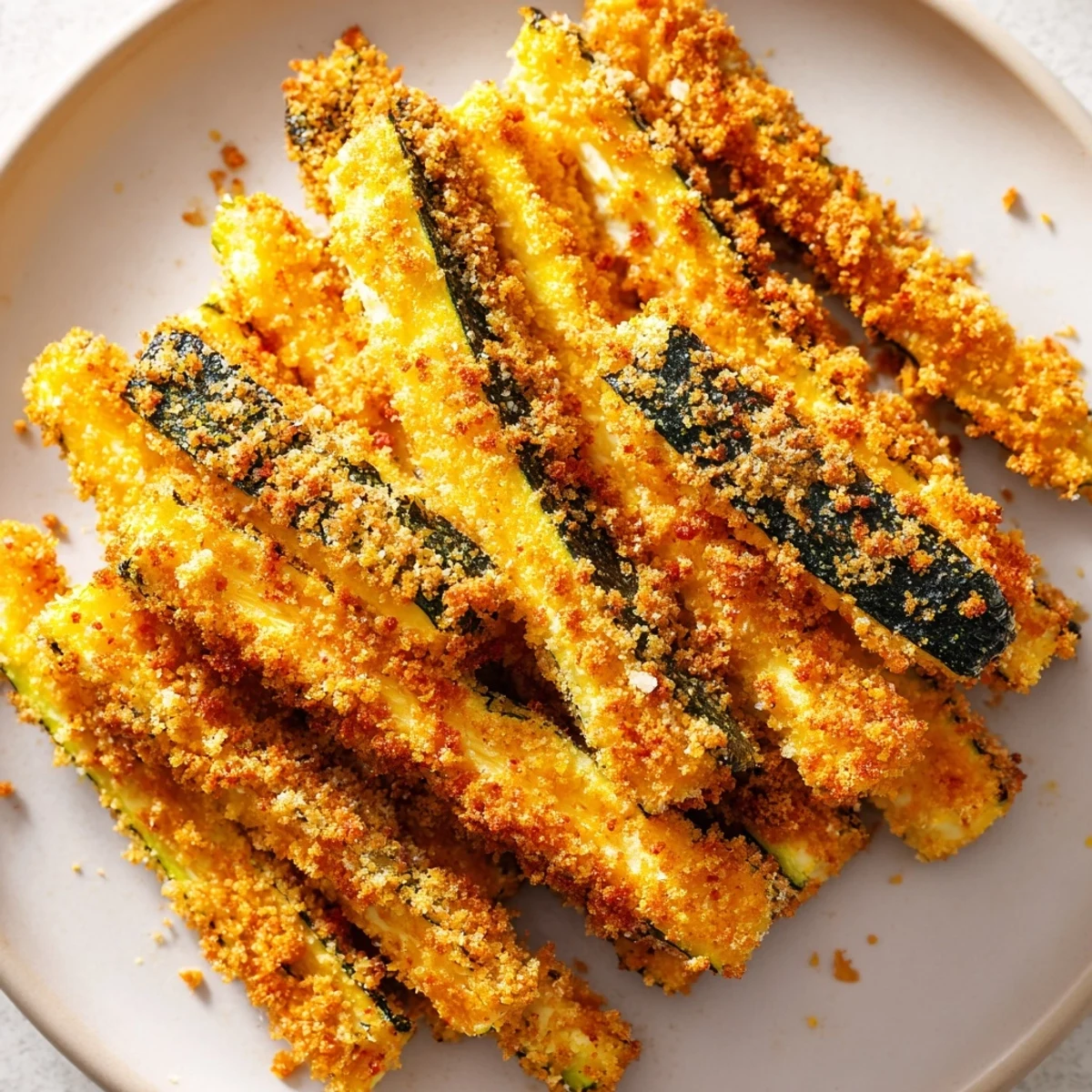 Tender zucchini fries coated in Parmesan and almond flour, baked to perfection for a delicious keto-friendly snack.