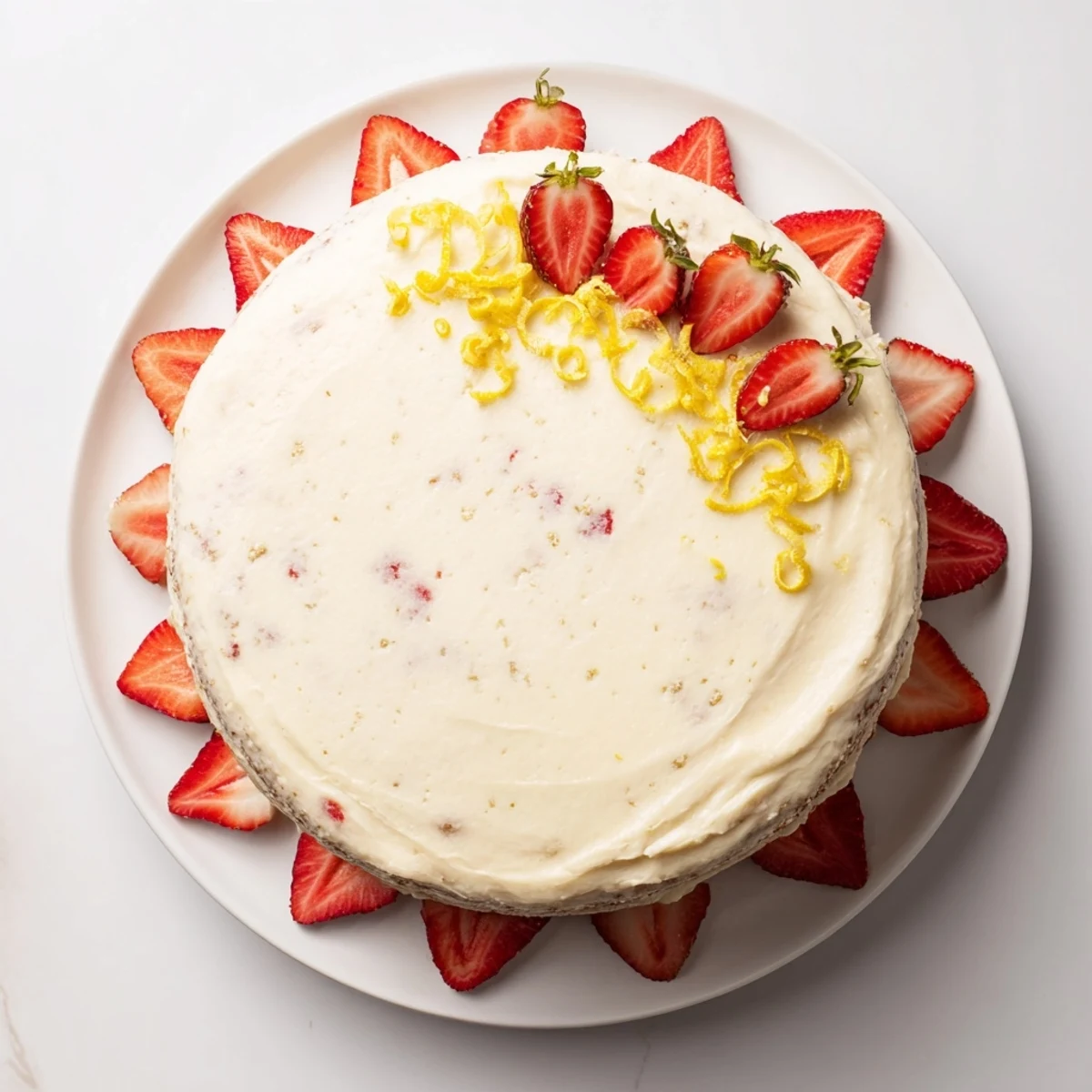 Sliced wedge of moist Strawberry Lemonade Cake With Creamy Lemon Buttercream shows fluffy layers with a tangy, sweet lemon frosting.
