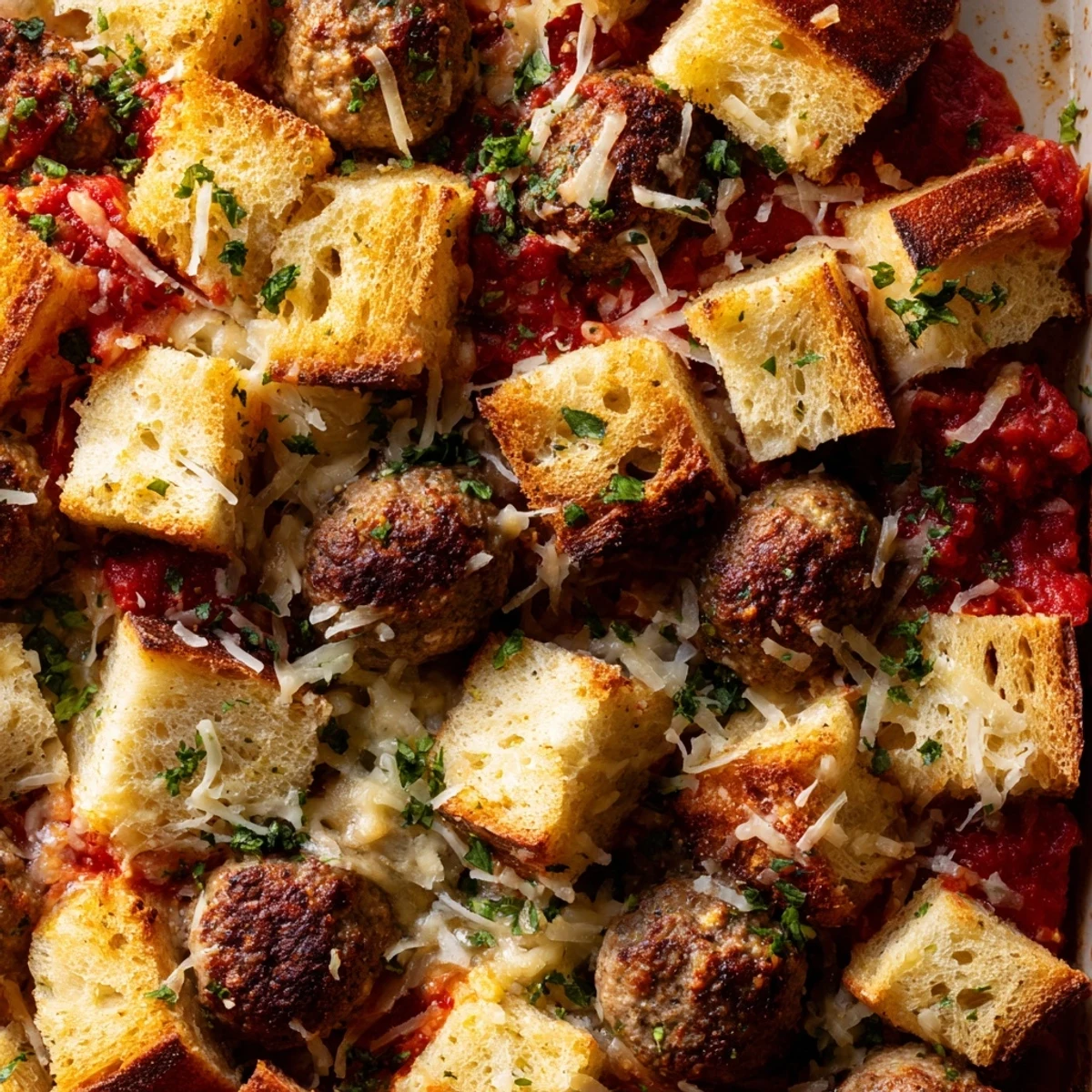 Serve this Turkey Meatball and Garlic Bread Bake with a crisp green salad for dinner.