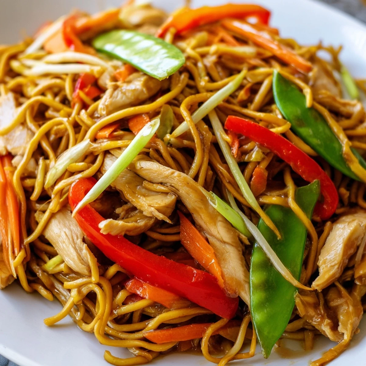 Tender chicken and crisp vegetables shine in this steaming plate of classic Chicken Chow Mein, served hot from the wok.