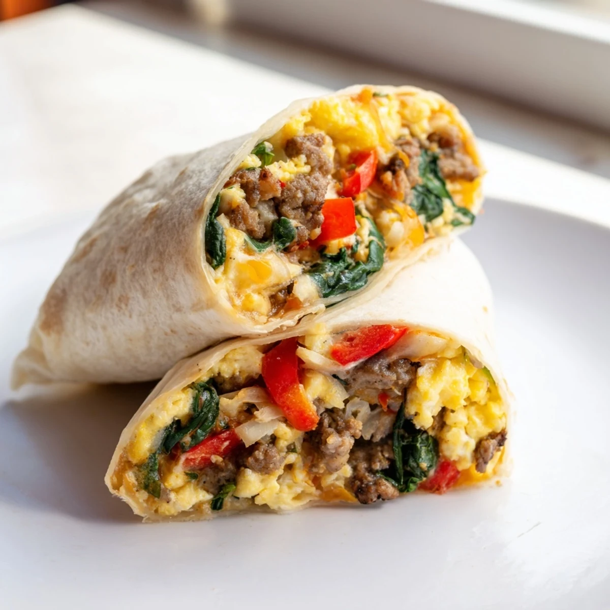Steaming Make-Ahead Breakfast Burritos with a side of hot sauce, perfect for busy mornings.