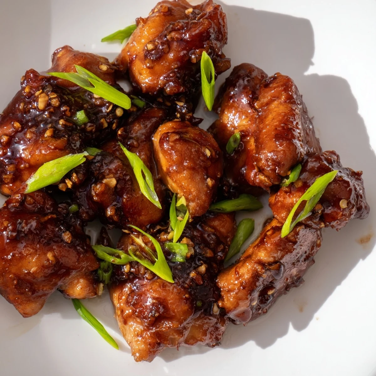 Easy Mongolian chicken recipe featuring juicy bites coated in a thick sticky sauce served over steamed white rice