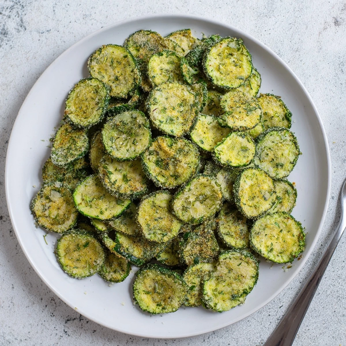 Thinly sliced cucumber chips seasoned with ranch spices drying on dehydrator trays