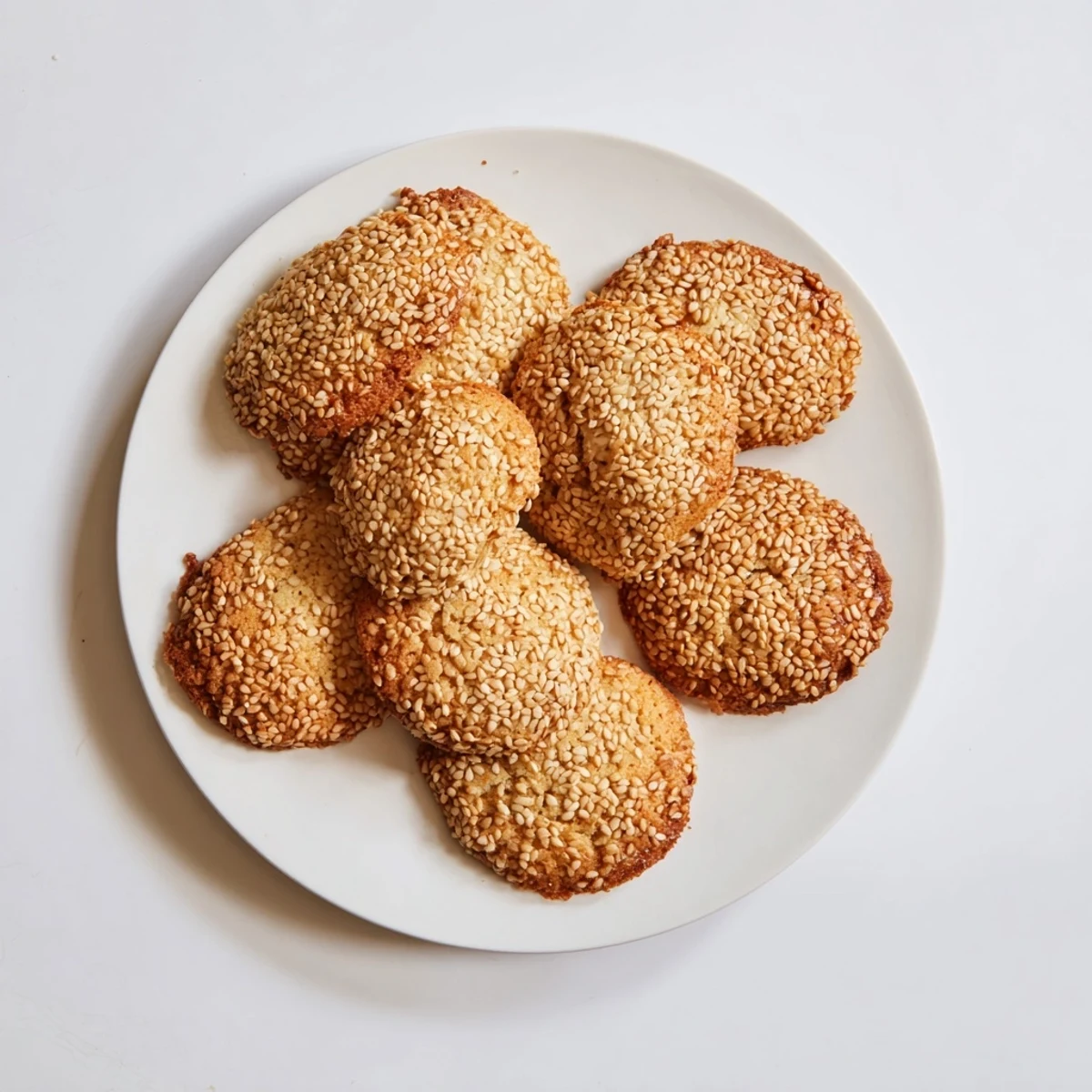Freshly baked easy chewy sesame honey cookies with golden edges and nutty sesame crunch.