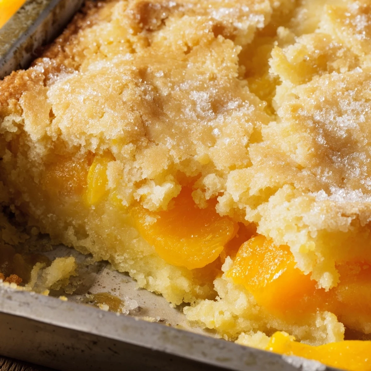 Warm lemon dump cake served fresh from the oven with whipped cream and ice cream