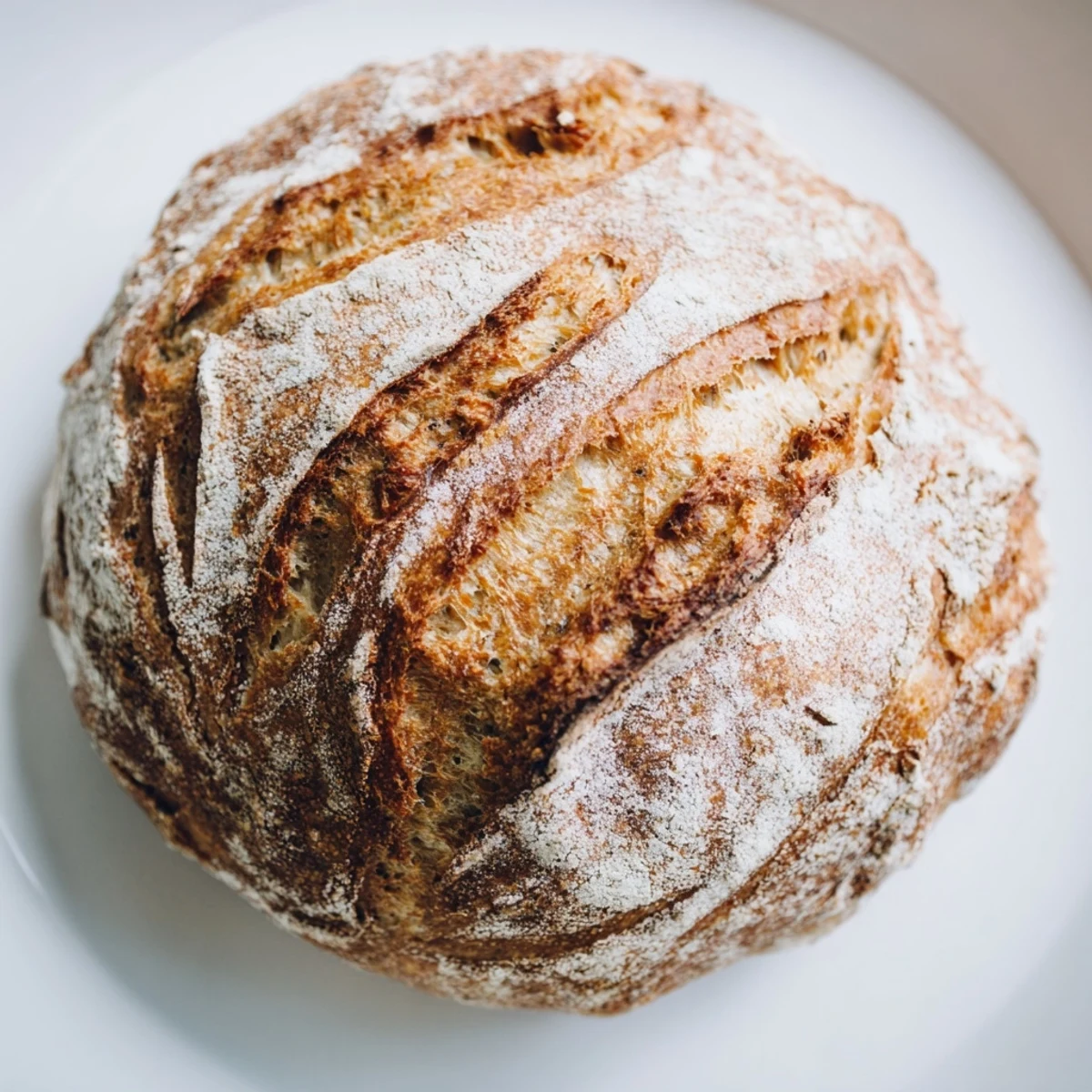 Golden crusty Easy Rustic Bread loaf with chewy interior and artisan scoring marks