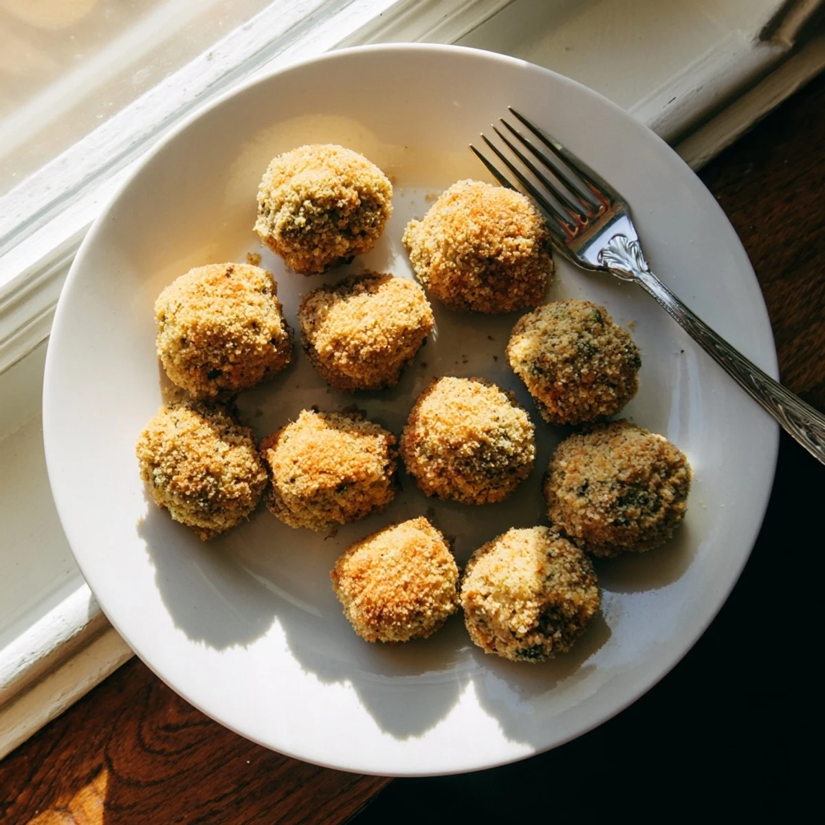 Fried Southern cornbread dressing balls with crunchy panko coating and tender herb-seasoned interior