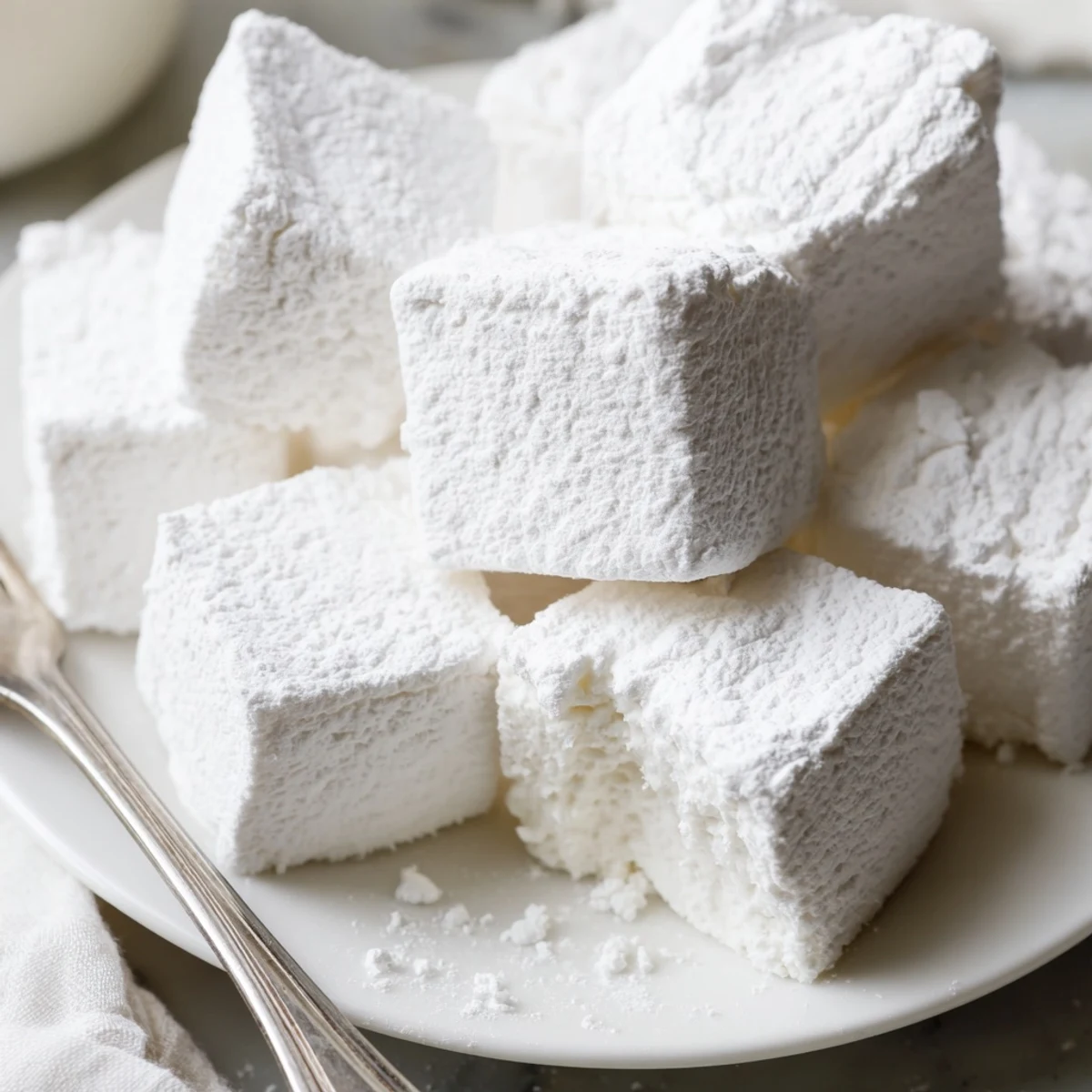 Batch of glossy homemade marshmallows cooling in a metal baking pan准备