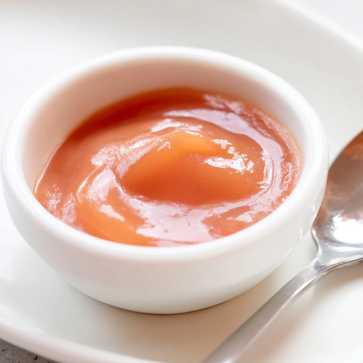 Small ramekin of thick McDonalds sweet and sour sauce surrounded by golden chicken nuggets and fries