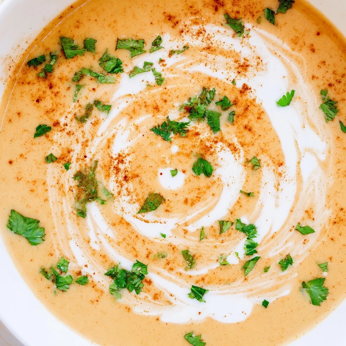 Velvety smooth Spicy Apple Soup Recipe served in rustic bowls with crusty bread