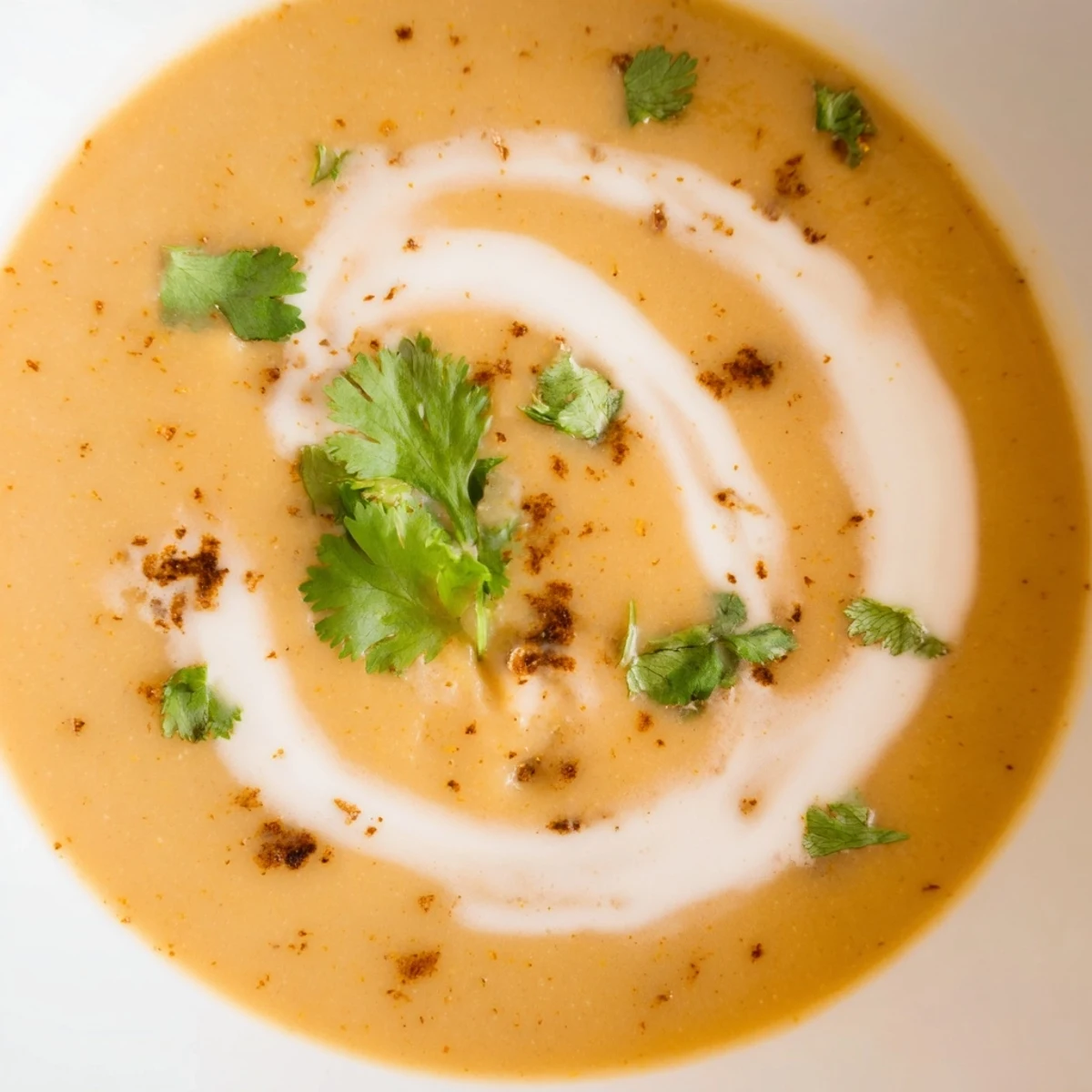 Golden Spicy Apple Soup Recipe featuring vibrant red chili and aromatic cinnamon swirls