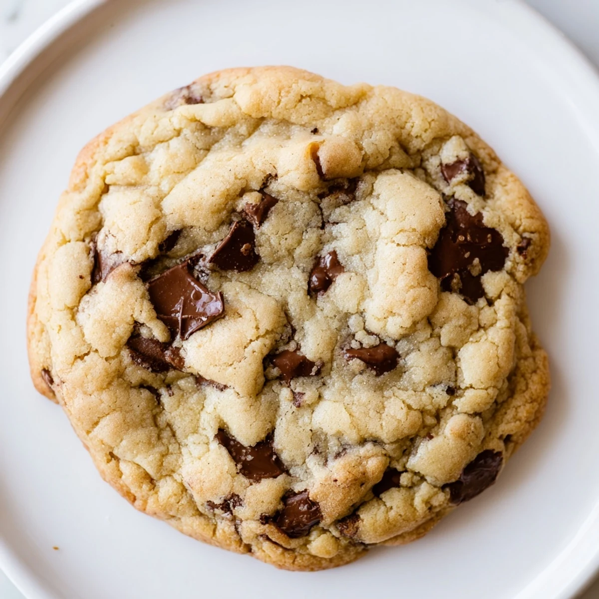 Chewy nut free chocolate chip cookies stacked with melting chocolate chips visible inside