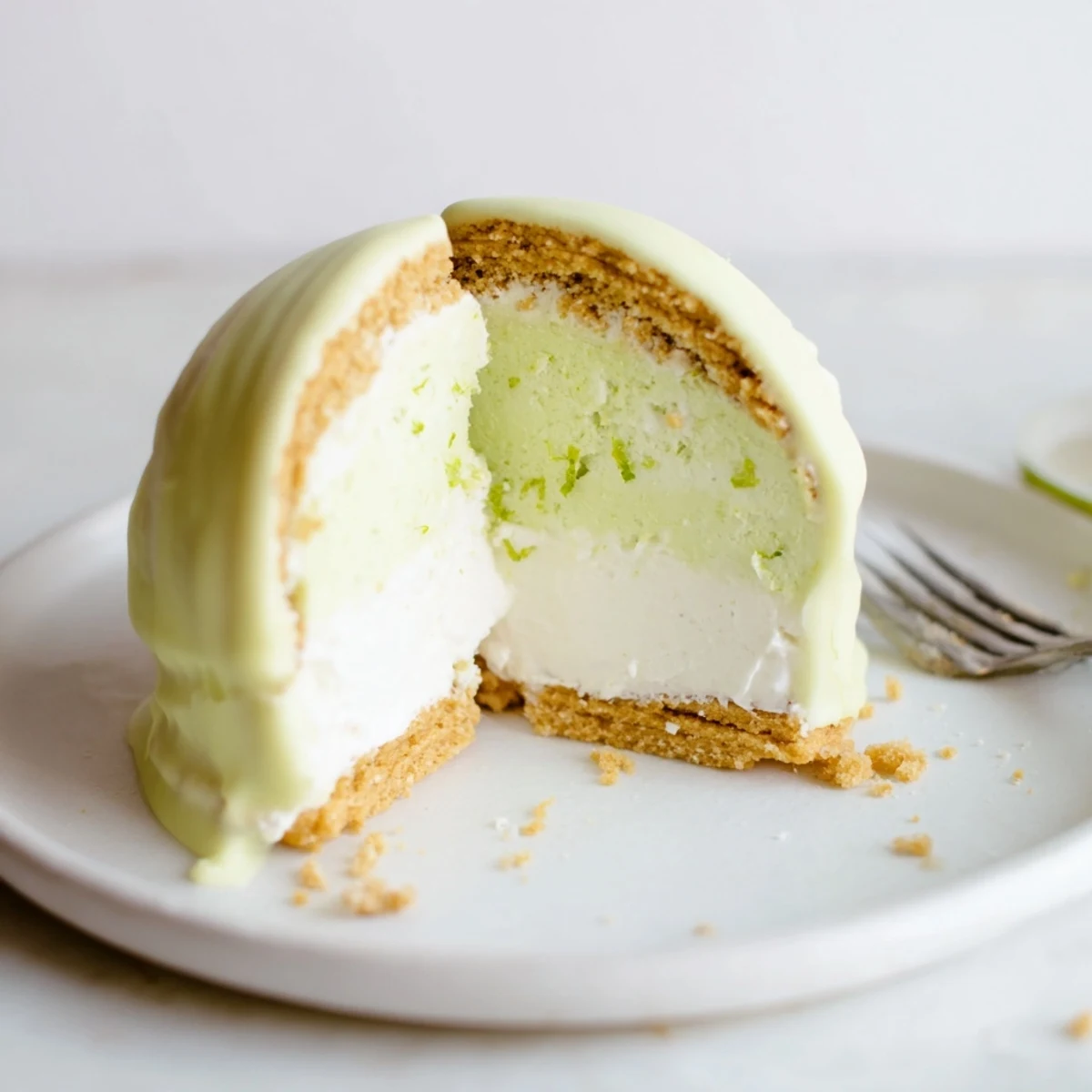 Stacked Key Lime Pie Ice Cream Sandwiches on a cooling rack, bright green