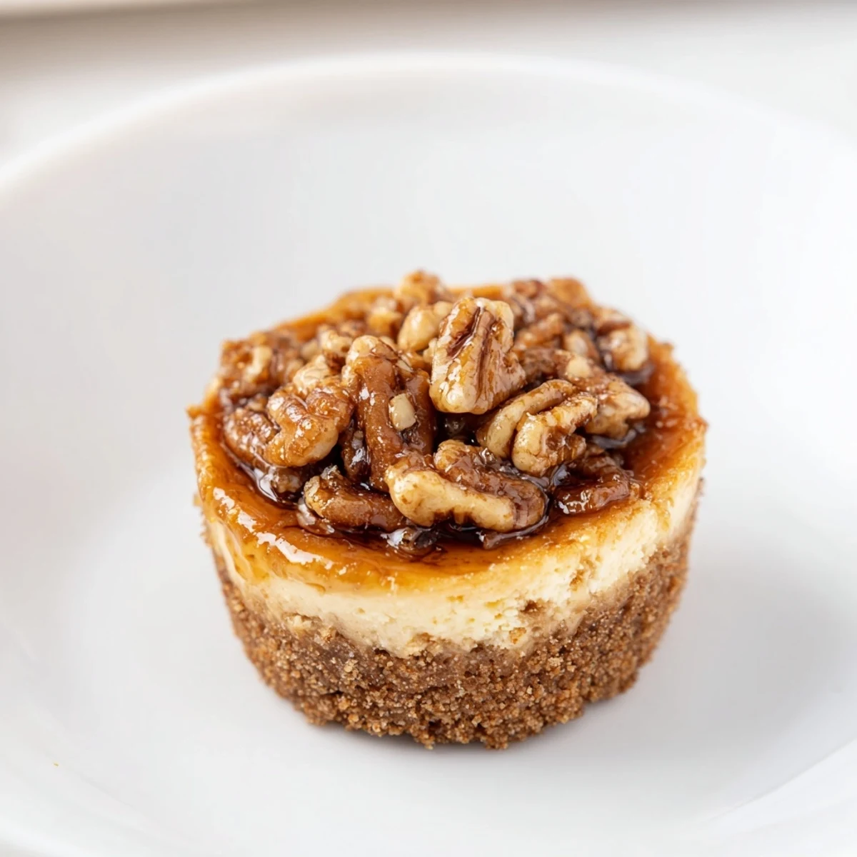 Tray of Mini Pecan Pie Cheesecakes chilled, garnished with whipped cream