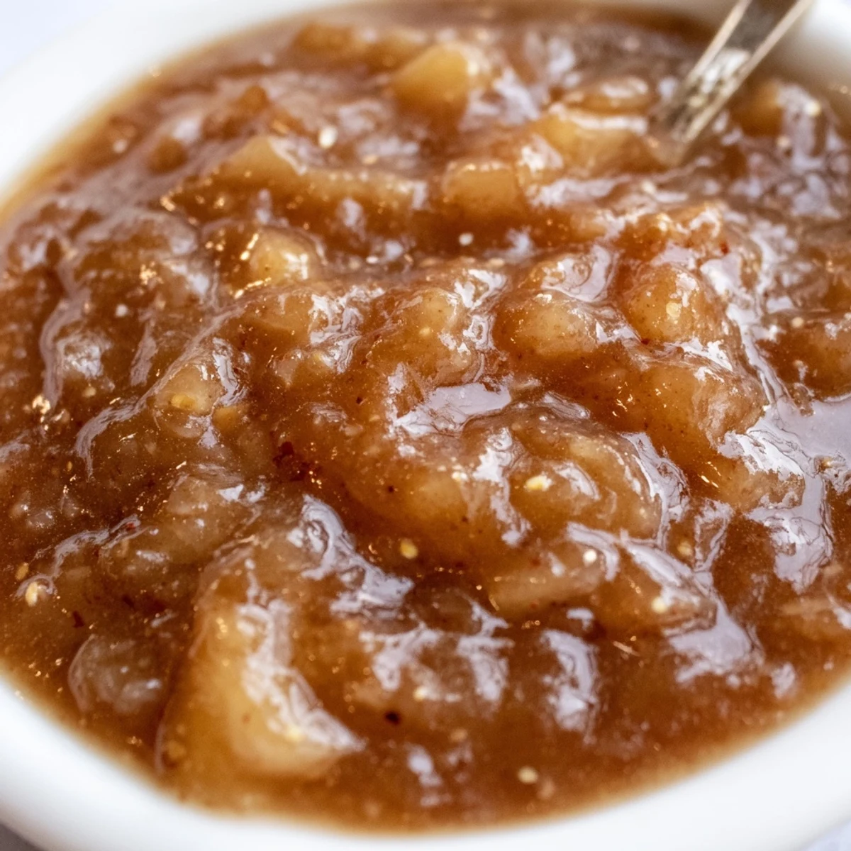 Homemade Fall Caramel Apple Jam cooling in jars, spiced aroma rising