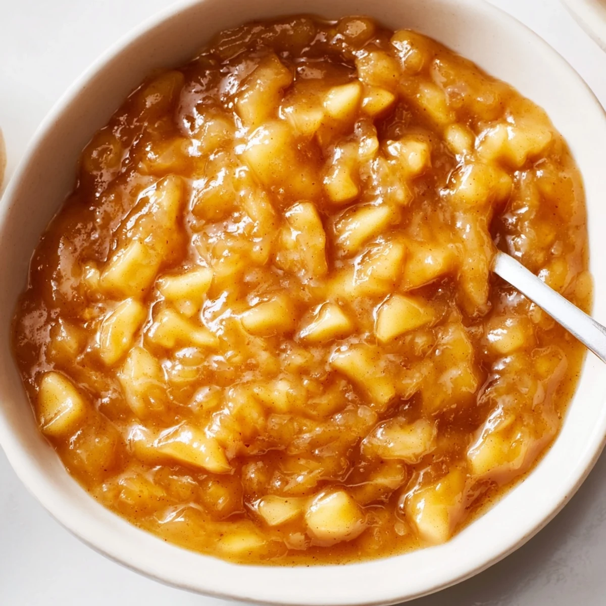 Creamy Fall Caramel Apple Jam swirled into yogurt, rich cinnamon notes