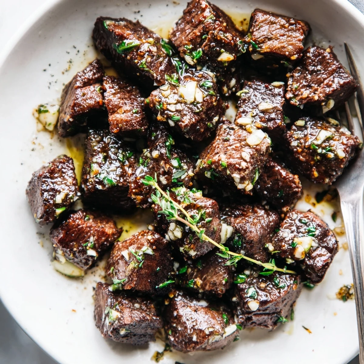 Juicy Garlic Butter Steak Bites ready in ten minutes, perfect for weeknight dinners