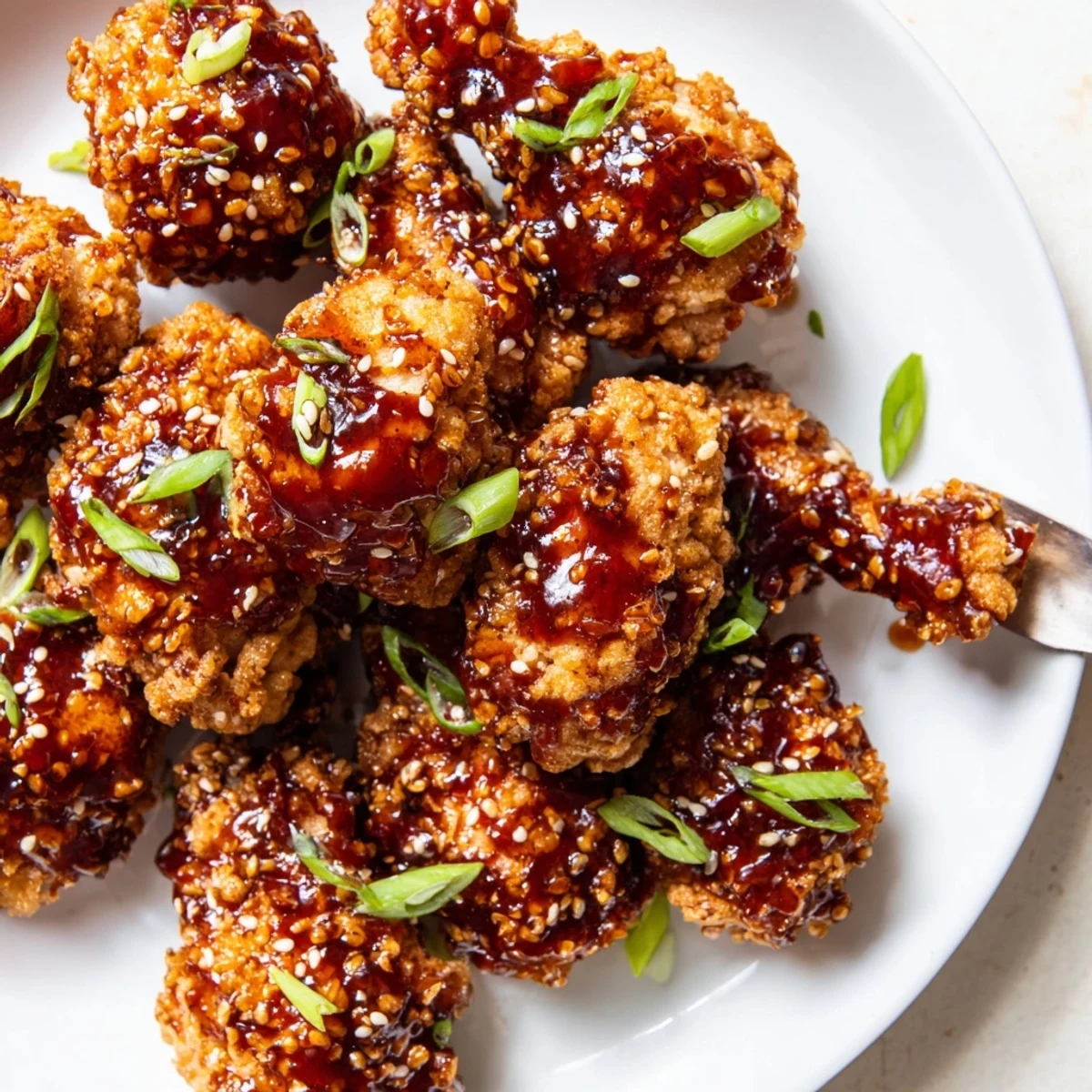 Crispy Korean Fried Chicken after double-fry, served with pickled radish and beer