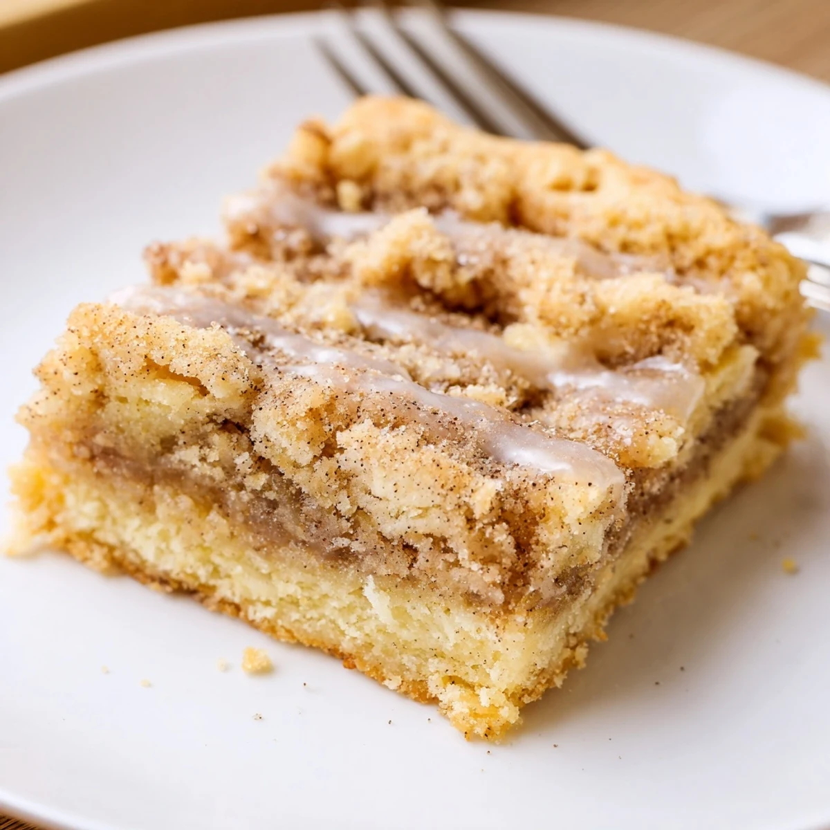 A tray of Brown Sugar Cinnamon Pop Tart Bars sliced, flaky crust exposed
