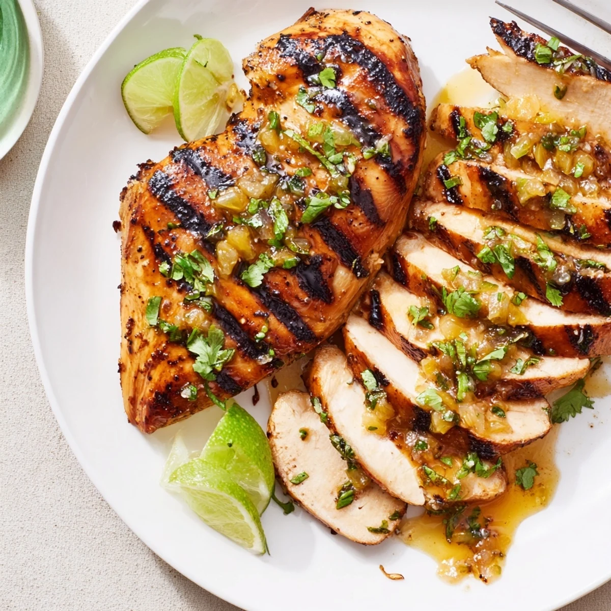 Seared and fragrant Key West Grilled Chicken With Tropical Citrus Marinade on plate
